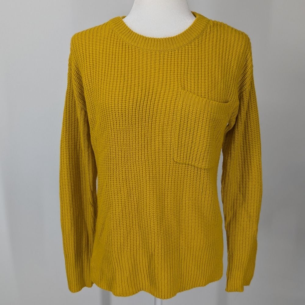 Sanctuary Women's Mustard Yellow Crewneck Pullover Long Sleeve Sweater Small